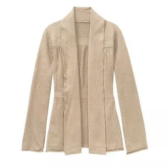 Athleta Niyama Cashmere Blend Wrap Cardigan Sweater Cream Shawl Collar EUC XXS - Picture 1 of 12